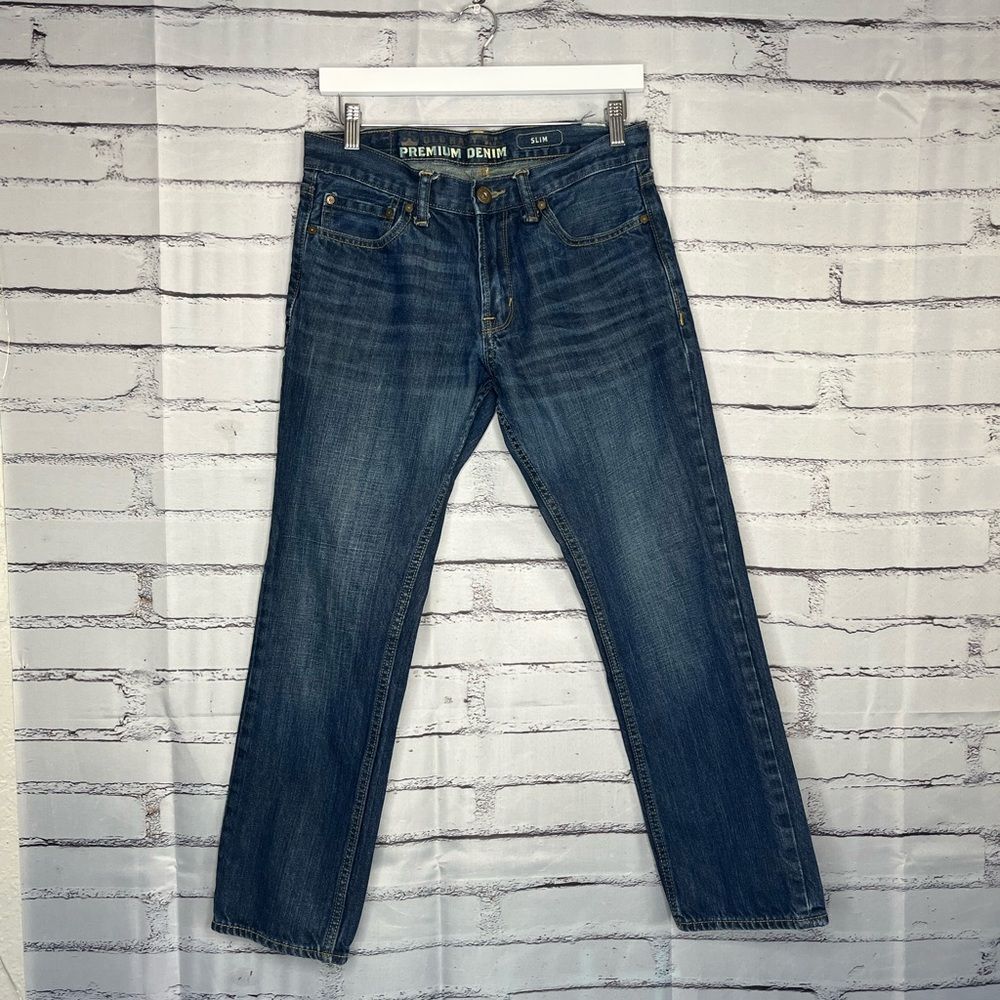 Old Navy Premium Denim Slim Jeans Dark Blue 30×30 Men’s Vintage Y2K Flex Stretch